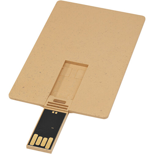 Rechteckiger, Ausklappbarer USB-Stick In Kreditkarten-Format , Kraftpapier MB , 16 GB , Getreide Kunststoff MB , 8,30cm x 0,30cm x 5,20cm (Länge x Höhe x Breite), Bild 1