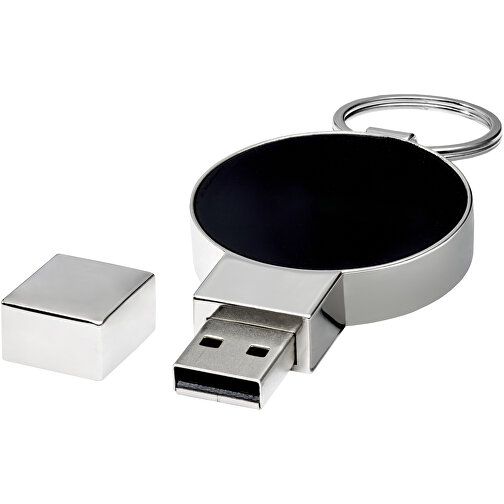 Runder Light Up USB Stick , schwarz / silber / weiß MB , 8 GB , Zink Legierung, Kunststoff MB , 6,90cm x 0,90cm x 3,80cm (Länge x Höhe x Breite), Bild 1