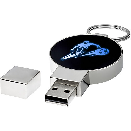 Runder Light Up USB Stick , blau / schwarz / silber MB , 65 GB , Zink Legierung, Kunststoff MB , 6,90cm x 0,90cm x 3,80cm (Länge x Höhe x Breite), Bild 2