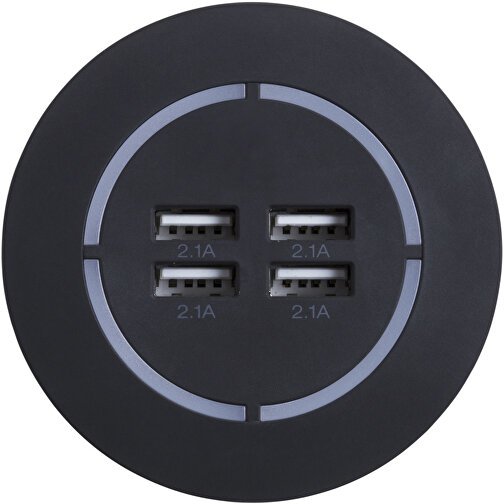 SCX.design H10 Smart USB Hub Mit Leuchtlogo , schwarz, weiß, Gummi, 7,60cm x 7,60cm x 3,70cm (Länge x Höhe x Breite), Bild 4