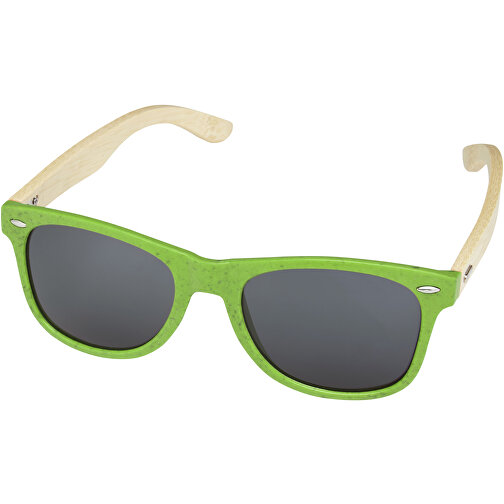 Sun Ray Bambus Sonnenbrille , Green Concept, lindgrün, Bambusholz, 85% PP Kunststoff, 15% Bambusfaser, 14,50cm x 5,00cm x 15,50cm (Länge x Höhe x Breite), Bild 1