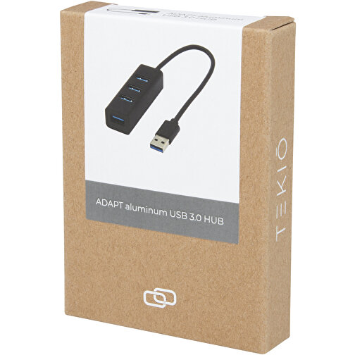 ADAPT USB 3.0-Hub Aus Aluminium , schwarz, Aluminium, ABS Kunststoff, 7,10cm x 1,80cm x 2,30cm (Länge x Höhe x Breite), Bild 4