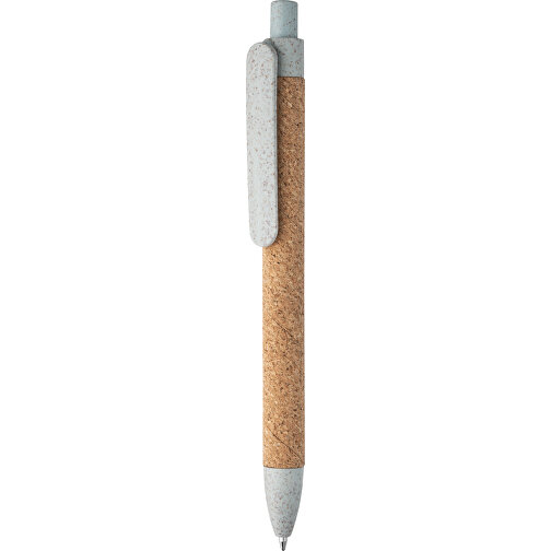 GOYA. Kugelschreiber Aus Kork Und Weizenstrohfaser , hellblau, Kork. PP, , Bild 5