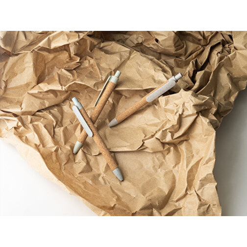 GOYA. Kugelschreiber Aus Kork Und Weizenstrohfaser , hellblau, Kork. PP, , Bild 7