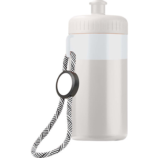 Sportflasche Mit Halteschlaufe 500ml , weiß / weiß, LDPE & PP, 17,00cm (Höhe), Bild 1