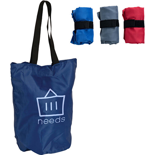 Faltbare Einkaufstasche , blau, PolJater, 38,00cm x 32,00cm x 21,00cm (Länge x Höhe x Breite), Bild 3