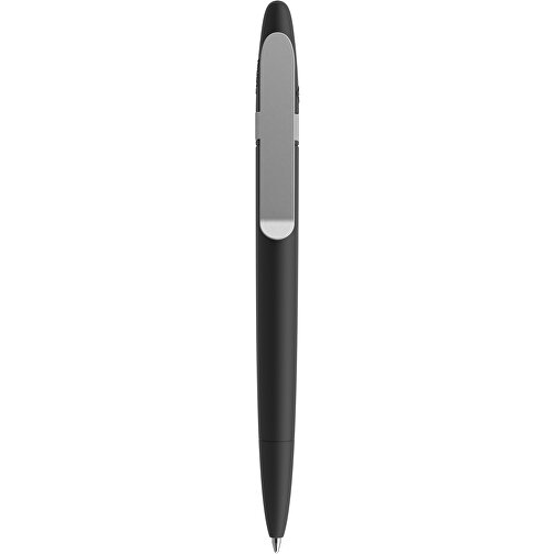 Prodir DS5 Soft Touch TSR Twist Kugelschreiber , Prodir, Schwarz-Silber satiniert, Kunststoff/Metall, 14,30cm x 1,50cm (Länge x Breite), Bild 1