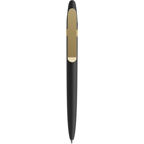 Prodir DS5 Soft Touch TSR Twist Kugelschreiber , Prodir, Schwarz-Gold satiniert, Kunststoff/Metall, 14,30cm x 1,50cm (Länge x Breite), Bild 1