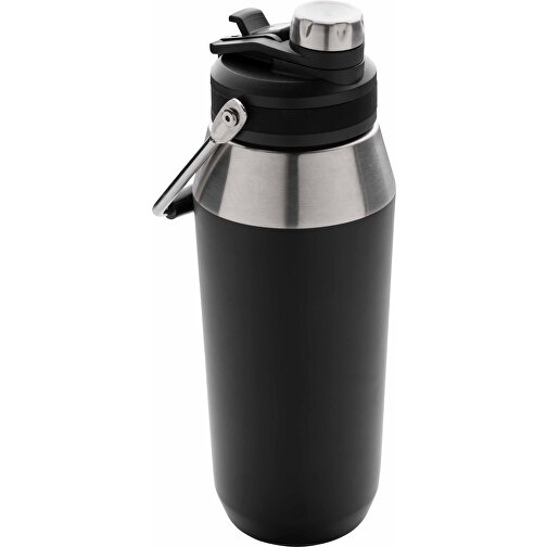 1L Vakuum StainlessSteel Flasche Mit Dual-Deckel-Funktion, Schwarz , schwarz, Edelstahl, 11,00cm x 27,20cm (Länge x Höhe), Bild 1