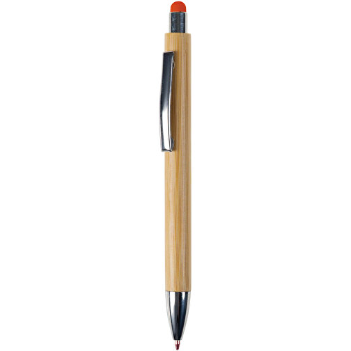 Bambus Kugelschreiber New York Mit Touchpen , orange, Bambus, 14,20cm (Länge), Bild 1