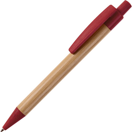 Kugelschreiber Bambus Mit Weizenstroh Elementen , dunkelrot, Bamboo & Wheatstraw, 14,00cm (Länge), Bild 2