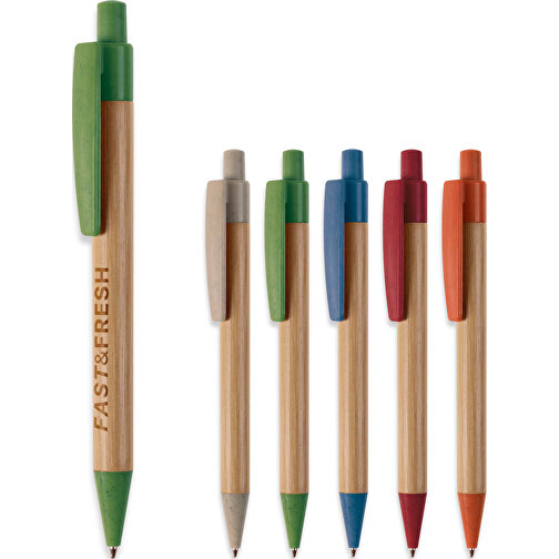 Kugelschreiber Bambus Mit Weizenstroh Elementen , blau, Bamboo & Wheatstraw, 14,00cm (Länge), Bild 5