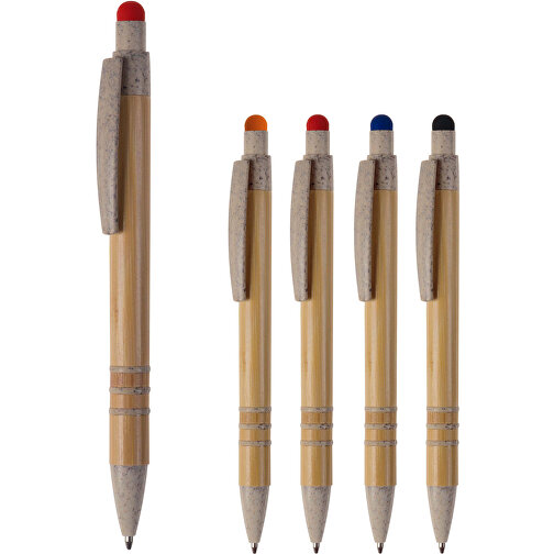 Bambus-biros med stylus og hvedestråelementer, Billede 4