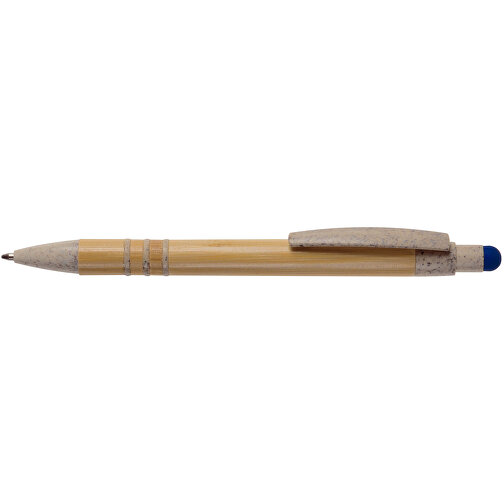 Kugelschreiber Bambus Mit Touchpen Und Weizenstroh Elementen , beige / blau, Bamboo & Wheatstraw, 14,50cm (Länge), Bild 3