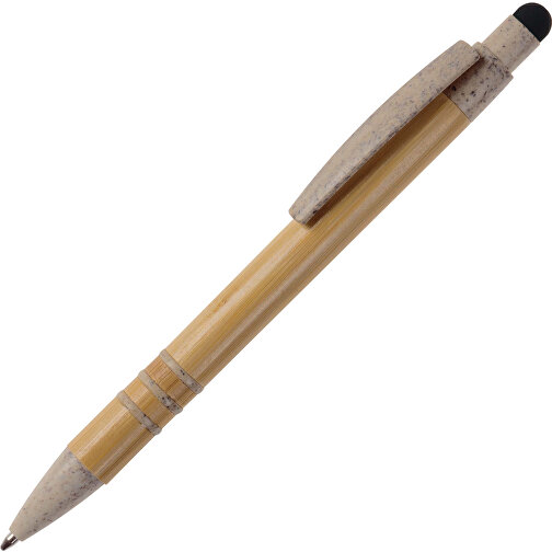 Kugelschreiber Bambus Mit Touchpen Und Weizenstroh Elementen , beige / schwarz, Bamboo & Wheatstraw, 14,50cm (Länge), Bild 2