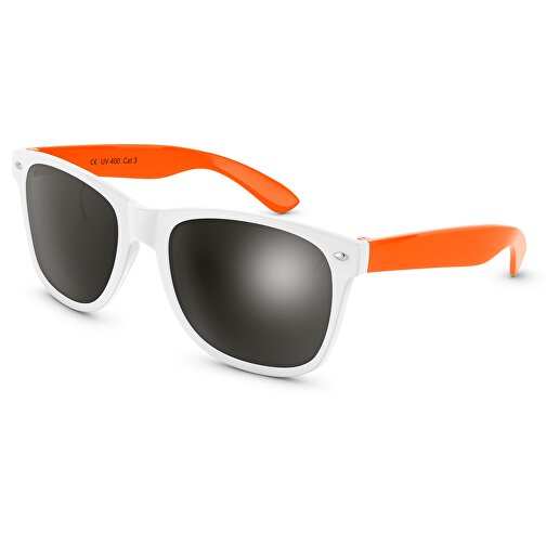 SunShine Glänzend - UV 400 , Promo Effects, weiß/orange, Rahmen aus Polycarbonat und Glass aus AC, 14,50cm x 4,80cm x 15,00cm (Länge x Höhe x Breite), Bild 1