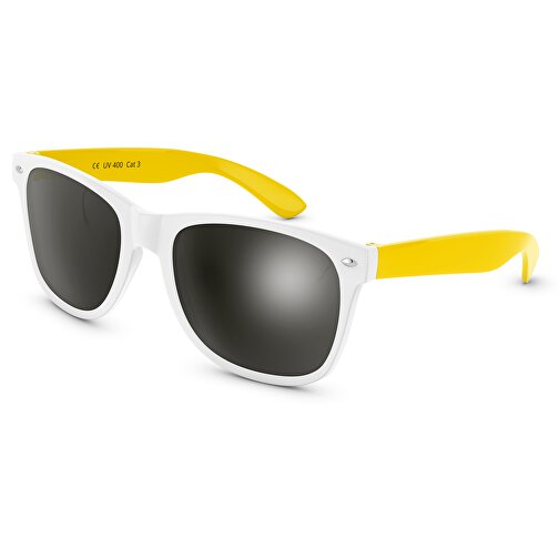 SunShine Glänzend - UV 400 , Promo Effects, weiß/gelb, Rahmen aus Polycarbonat und Glass aus AC, 14,50cm x 4,80cm x 15,00cm (Länge x Höhe x Breite), Bild 1