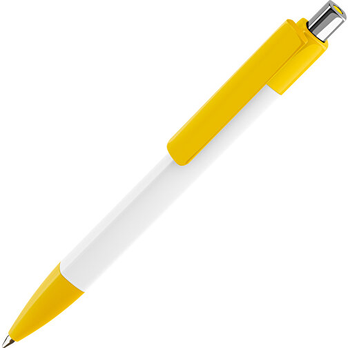 Prodir DS4 PMM Push Kugelschreiber , Prodir, gelb/weiß/silber poliert, Kunststoff, 14,10cm x 1,40cm (Länge x Breite), Bild 1