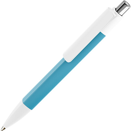 Prodir DS4 PMM Push Kugelschreiber , Prodir, weiß/dusty blue/silber poliert, Kunststoff, 14,10cm x 1,40cm (Länge x Breite), Bild 1