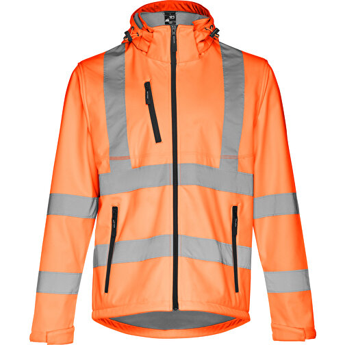 THC ZAGREB WORK. Softshell-Jacke Mit Hoher Sichtbarkeit (Unisex) , hexachrome orange, Polyester, XL, 78,00cm x 63,00cm (Länge x Breite), Bild 1