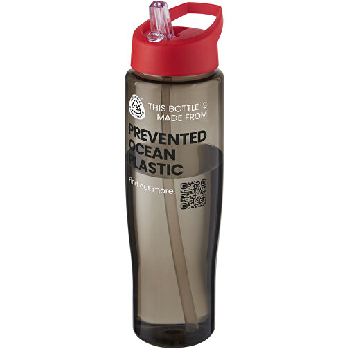 H2O Active® Eco Tempo 700 Ml Sportflasche Mit Ausgussdeckel , rot / kohle, PCR Kunststoff, PP Kunststoff, 23,40cm (Höhe), Bild 2