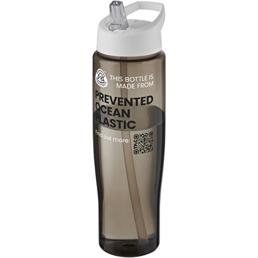H2O Active® Eco Tempo 700 Ml Sportflasche Mit Ausgussdeckel , weiß / kohle, PCR Kunststoff, PP Kunststoff, 23,40cm (Höhe), Bild 2