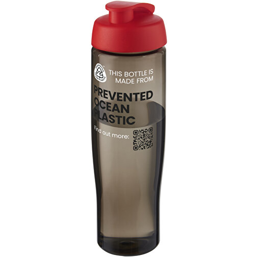 H2O Active® Eco Tempo 700 Ml Sportflasche Mit Klappdeckel , rot / kohle, PCR Kunststoff, PP Kunststoff, 23,70cm (Höhe), Bild 2