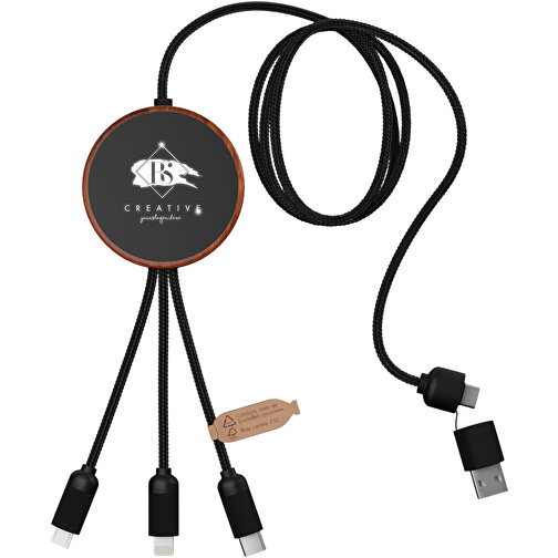 SCX.design C40 Câble de recharge 3 en 1 en rPET avec pad de recharge 10W et logo lumineux, Image 2