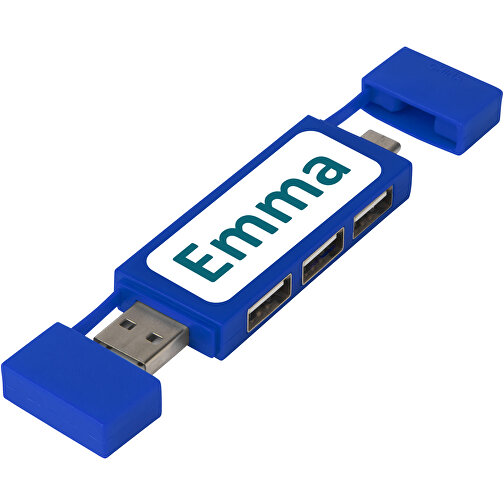 Mulan Doppelter USB 2.0-Hub , royalblau, ABS Kunststoff, 9,00cm x 0,90cm x 2,00cm (Länge x Höhe x Breite), Bild 3