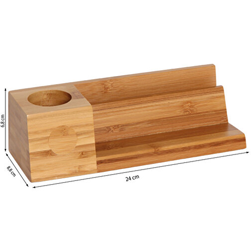 Schreibtischständer Mit Magnet Bambus , , 24,00cm x 6,80cm x 8,80cm (Länge x Höhe x Breite), Bild 3