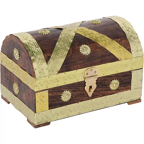 Coffre au trésor pirate doré 23 cm, Image 1