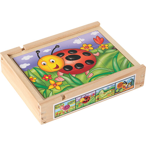 Jeu de puzzles magnétiques (4) Animaux de jardin dans boîte en bois, Image 1