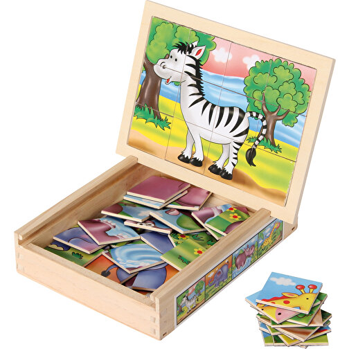 Magnetpuzzle-Set (4) Wildtiere In Holzbox , , 21,00cm x 4,50cm x 16,00cm (Länge x Höhe x Breite), Bild 2
