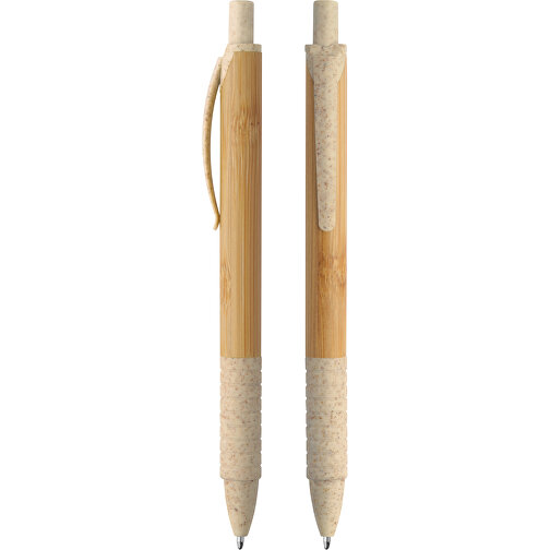 Druckkugelschreiber Bambus , beige, beige, HO+WS+ABS, 14,20cm (Länge), Bild 1