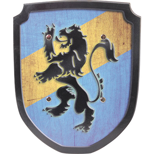 Skjold blå/gul løve, Billede 1