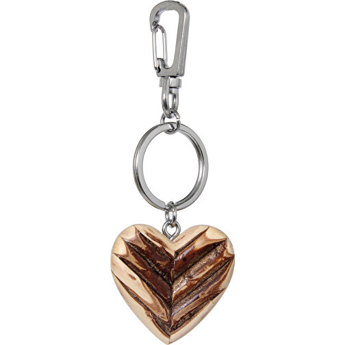 Portachiavi in legno con cuore in corteccia Assortito, Immagine 1
