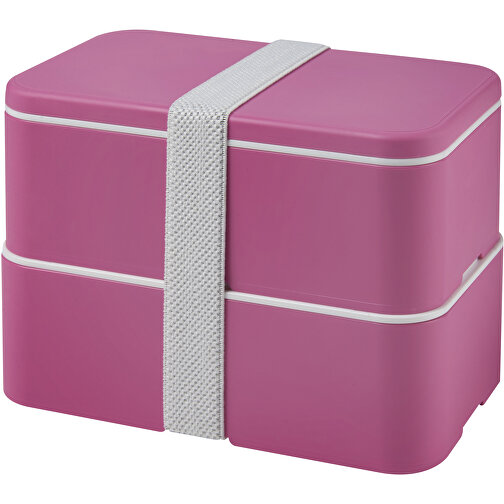 MIYO Doppel-Lunchbox , magenta / magenta / weiß, PP Kunststoff, 18,00cm x 11,30cm x 11,00cm (Länge x Höhe x Breite), Bild 1