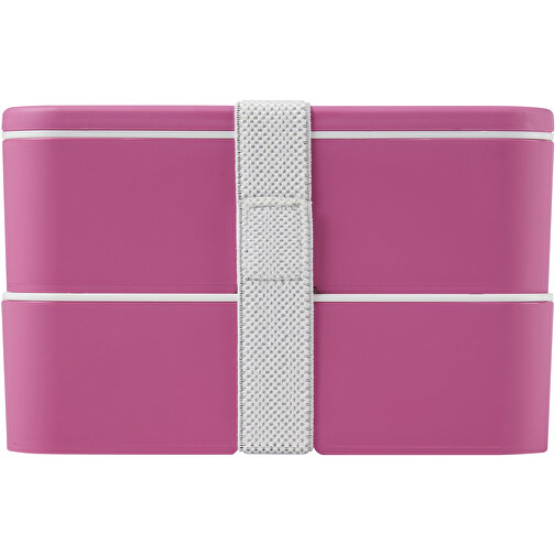 MIYO Doppel-Lunchbox , magenta / magenta / weiß, PP Kunststoff, 18,00cm x 11,30cm x 11,00cm (Länge x Höhe x Breite), Bild 4