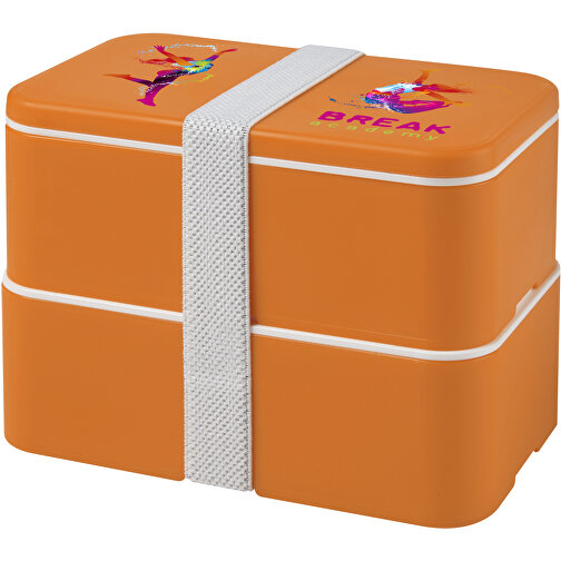 MIYO Doppel-Lunchbox , orange / orange / weiss, PP Kunststoff, 18,00cm x 11,30cm x 11,00cm (Länge x Höhe x Breite), Bild 2
