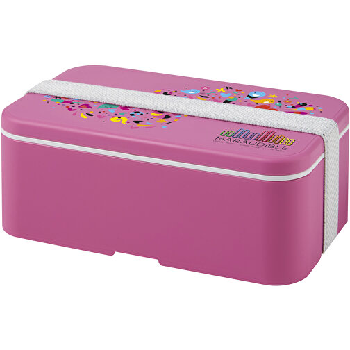 MIYO Lunchbox , magenta / weiß, PP Kunststoff, 18,00cm x 6,00cm x 11,00cm (Länge x Höhe x Breite), Bild 2