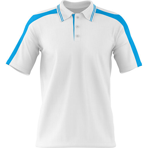 Poloshirt Individuell Gestaltbar , weiss / himmelblau, 200gsm Poly / Cotton Pique, XS, 60,00cm x 40,00cm (Höhe x Breite), Bild 1