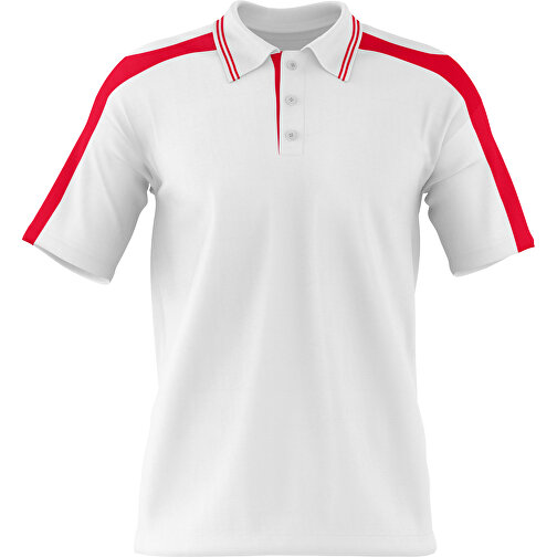 Poloshirt Individuell Gestaltbar , weiss / ampelrot, 200gsm Poly / Cotton Pique, XS, 60,00cm x 40,00cm (Höhe x Breite), Bild 1