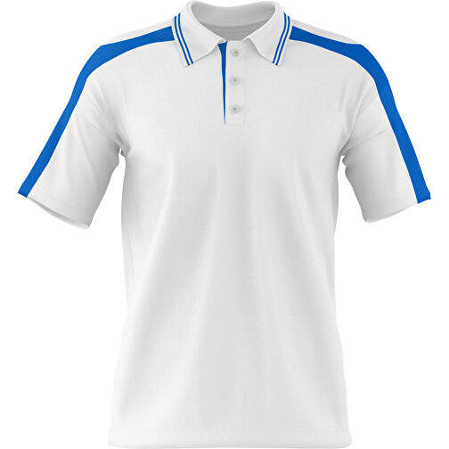 Poloshirt Individuell Gestaltbar , weiß / kobaltblau, 200gsm Poly / Cotton Pique, S, 65,00cm x 45,00cm (Höhe x Breite), Bild 1