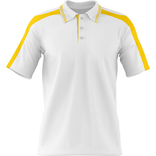 Poloshirt Individuell Gestaltbar , weiss / goldgelb, 200gsm Poly / Cotton Pique, S, 65,00cm x 45,00cm (Höhe x Breite), Bild 1