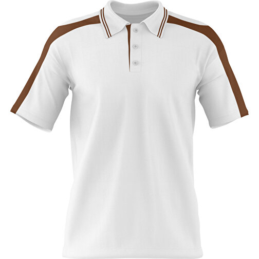 Poloshirt Individuell Gestaltbar , weiß / dunkelbraun, 200gsm Poly / Cotton Pique, L, 73,50cm x 54,00cm (Höhe x Breite), Bild 1