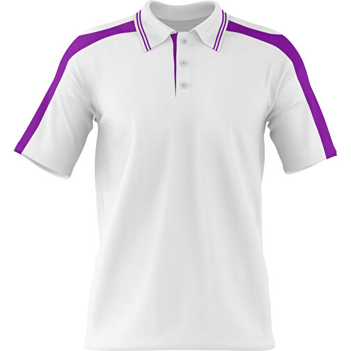 Poloshirt Individuell Gestaltbar , weiss / dunkelmagenta, 200gsm Poly / Cotton Pique, L, 73,50cm x 54,00cm (Höhe x Breite), Bild 1