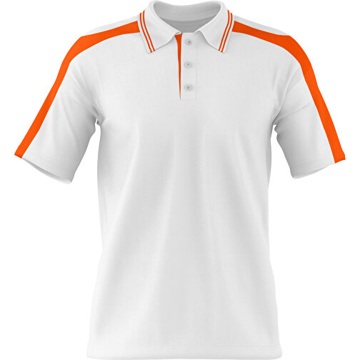 Poloshirt Individuell Gestaltbar , weiß / orange, 200gsm Poly / Cotton Pique, L, 73,50cm x 54,00cm (Höhe x Breite), Bild 1