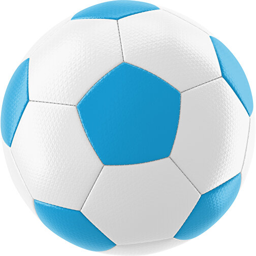 Fußball Platinum 30-Panel-Matchball - Individuell Bedruckt Und Handgenäht , weiß / himmelblau, PU, 4-lagig, , Bild 1
