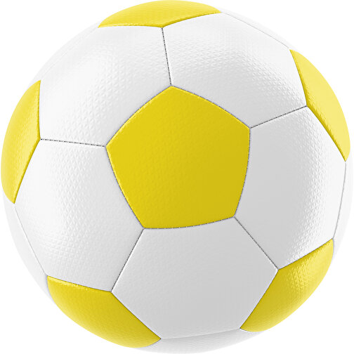 Fußball Platinum 30-Panel-Matchball - Individuell Bedruckt Und Handgenäht , weiß / gelb, PU, 4-lagig, , Bild 1