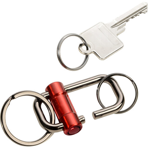 TROIKA Schlüsselanhänger 2-WAY KEY , Troika, gunmetal, rot, Metallguss, 9,50cm x 1,20cm x 3,30cm (Länge x Höhe x Breite), Bild 2